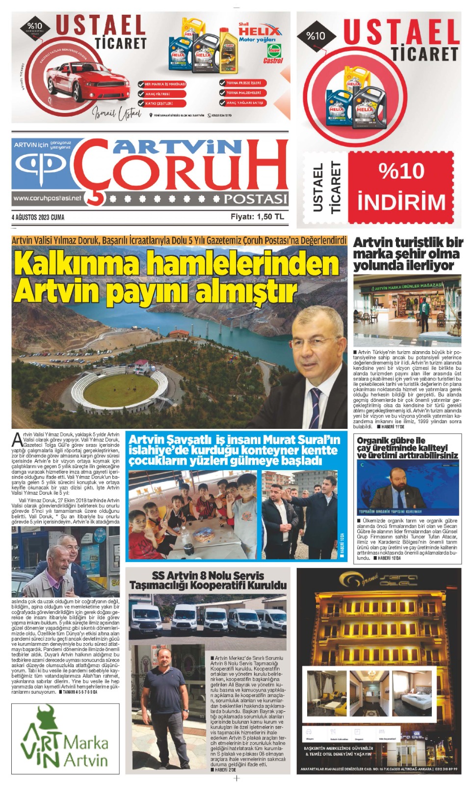 Çoruh Postası Gazetesi 11 Ağustos 2023 Sayısı