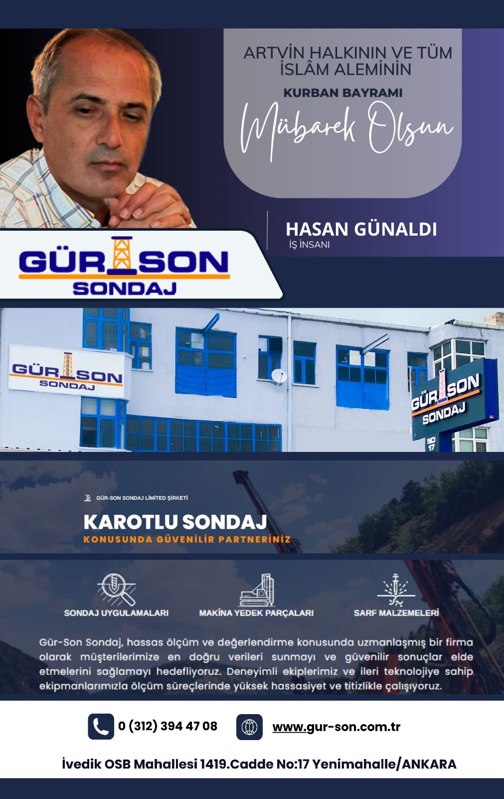 İlimizin Önemli Firmalarından Gürson Sondaj Firması'ndan Kurban Bayramı Tebrik Mesajları
