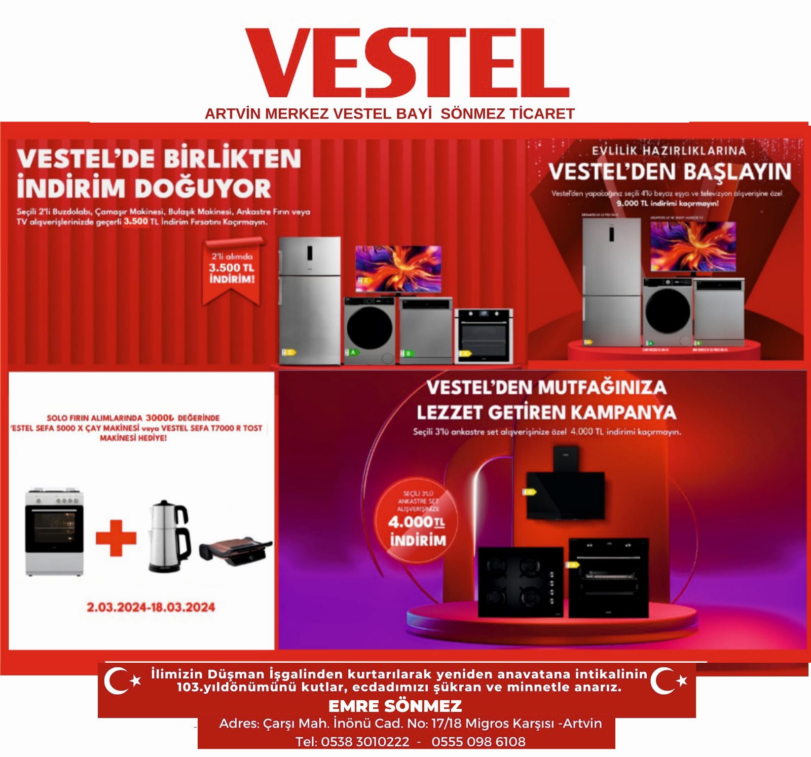 Vestel Artvin Merkez Bayi Sönmez Ticaret'ten Muhteşem Kampanya