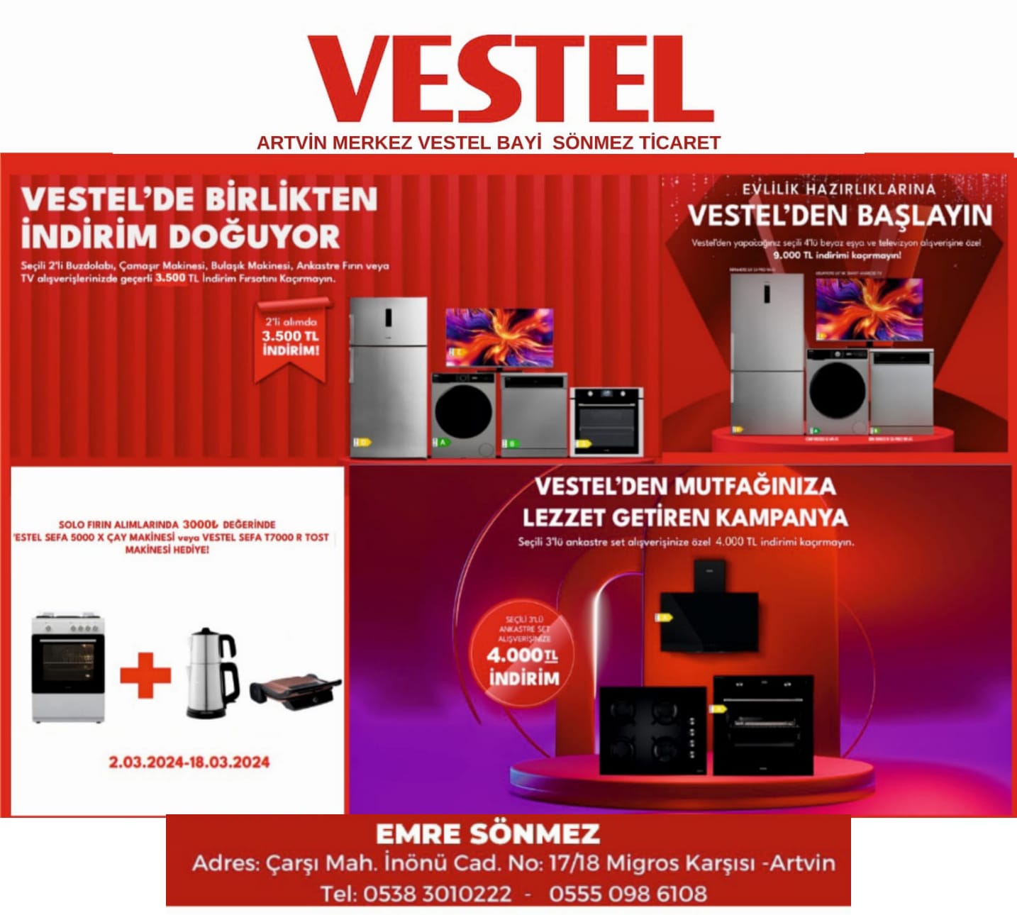 Vestel Artvin Merkez Bayi Sönmez Ticaret'ten Muhteşem Kampanya